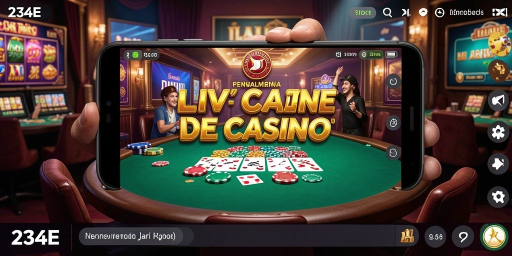 Screenshot gameplay Live Casino dari 234E menampilkan dealer profesional dan pengalaman nyata.
