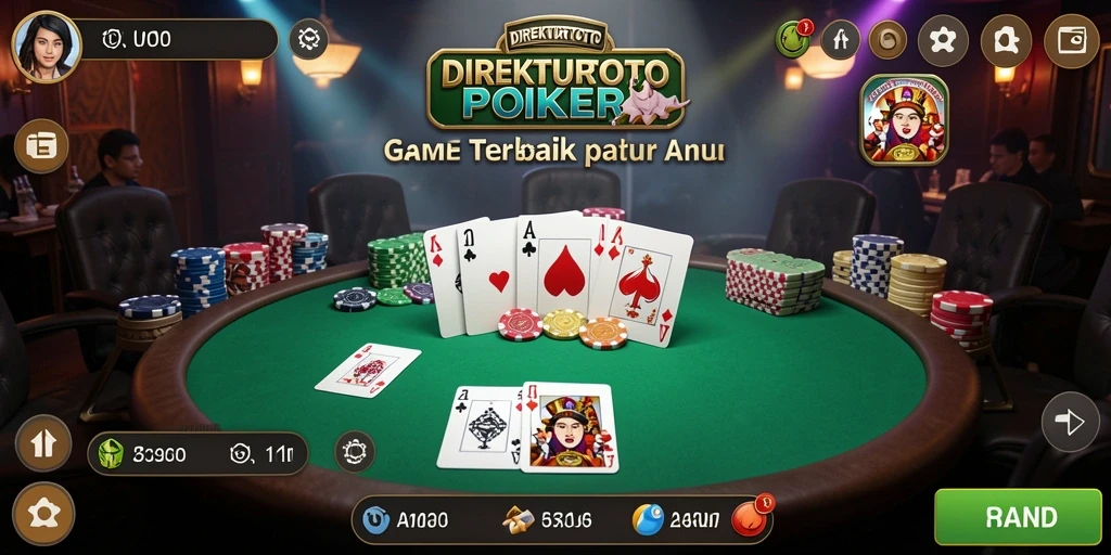 Kreatif dan seru, gambar menampilkan momen intens di meja Poker.
