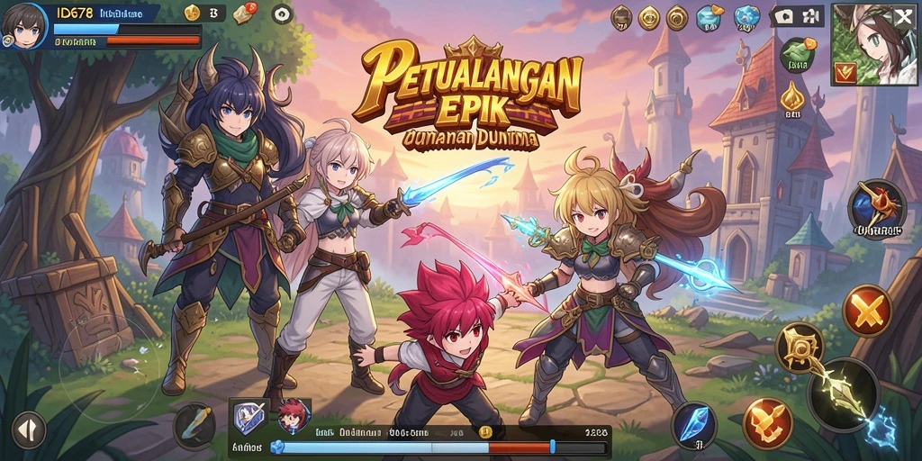 Screenshot menunjukkan aksi menarik dalam game Anime ID678.