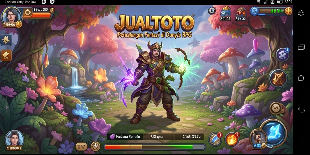Tangkapan layar gameplay JUALTOTO menunjukkan aksi RPG yang mendebarkan.