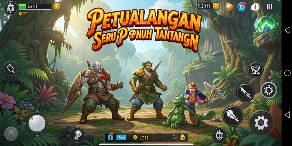 Screenshot menunjukkan aksi mendebarkan dalam permainan petualangan.