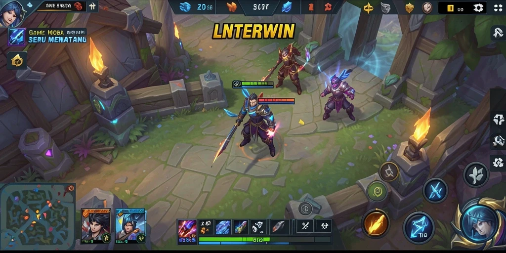Screenshot LNTERWIN menampilkan aksi seru dalam pertarungan MOBA.
