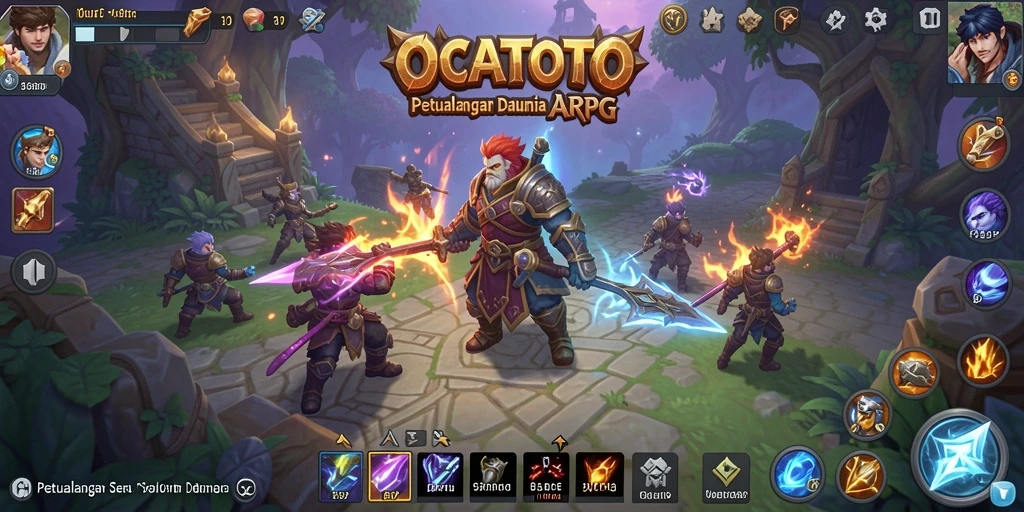 Tangkapan layar OCATOTO menunjukkan pertempuran epik dan grafis menawan.