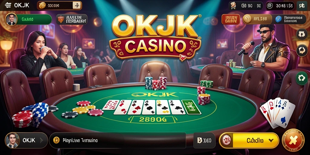Screenshot gameplay Live Casino OKJK yang menampilkan dealer langsung.