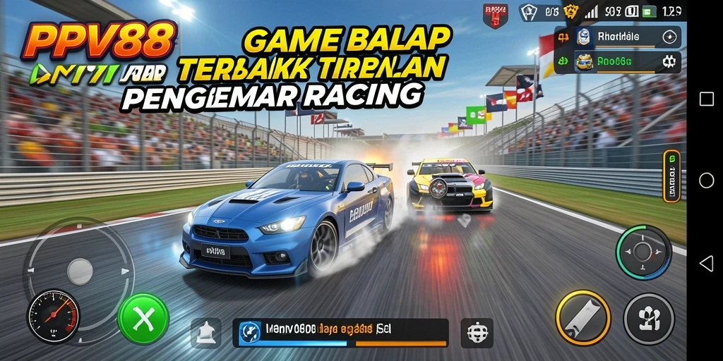 Screenshot gameplay PPV88 menampilkan balapan mobil yang seru dan mendebarkan.