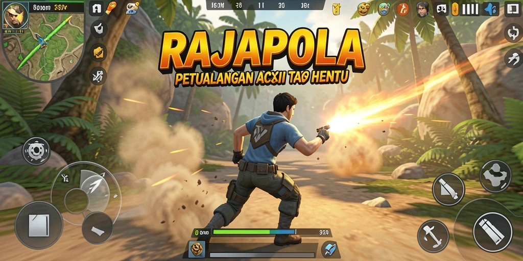 Tampilan gameplay RAJAPOLA yang mendebarkan dan penuh aksi.