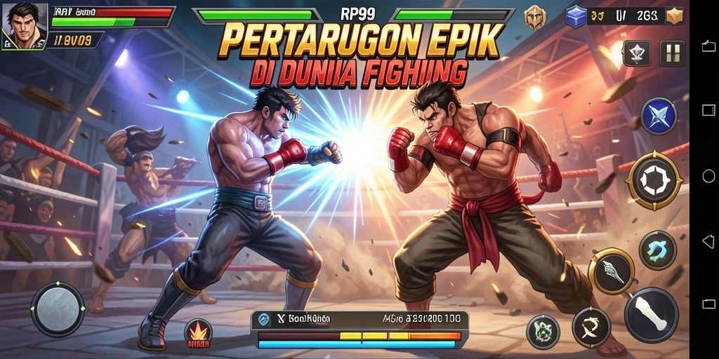 Tampilan gameplay RP99 penuh aksi pertarungan yang seru.