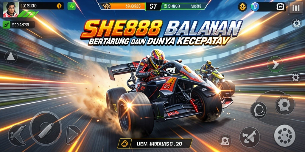 Tampilan gambar dari gameplay balapan yang intens dan menegangkan.