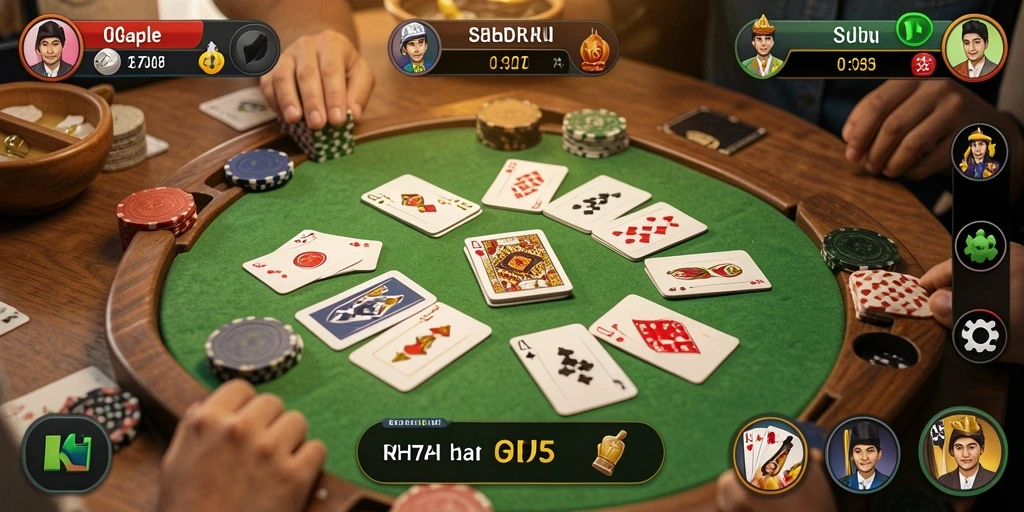 Tampilan gameplay UH77 yang seru dan interaktif dalam permainan Gaple.