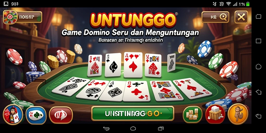 Screenshot UNTUNGGO menunjukkan gameplay Domino yang seru dan kompetitif.