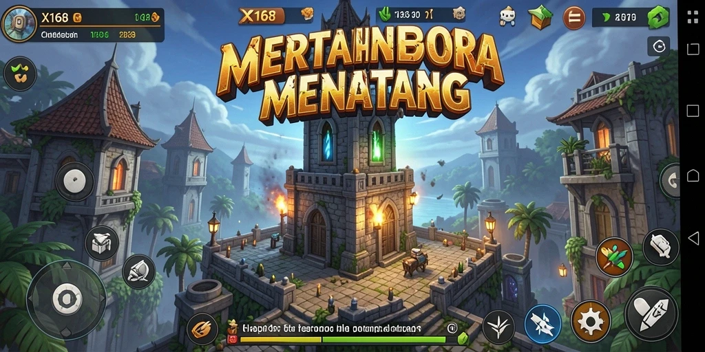 Tangkapan layar gameplay X168 yang memperlihatkan aksi seru Tower Defense.